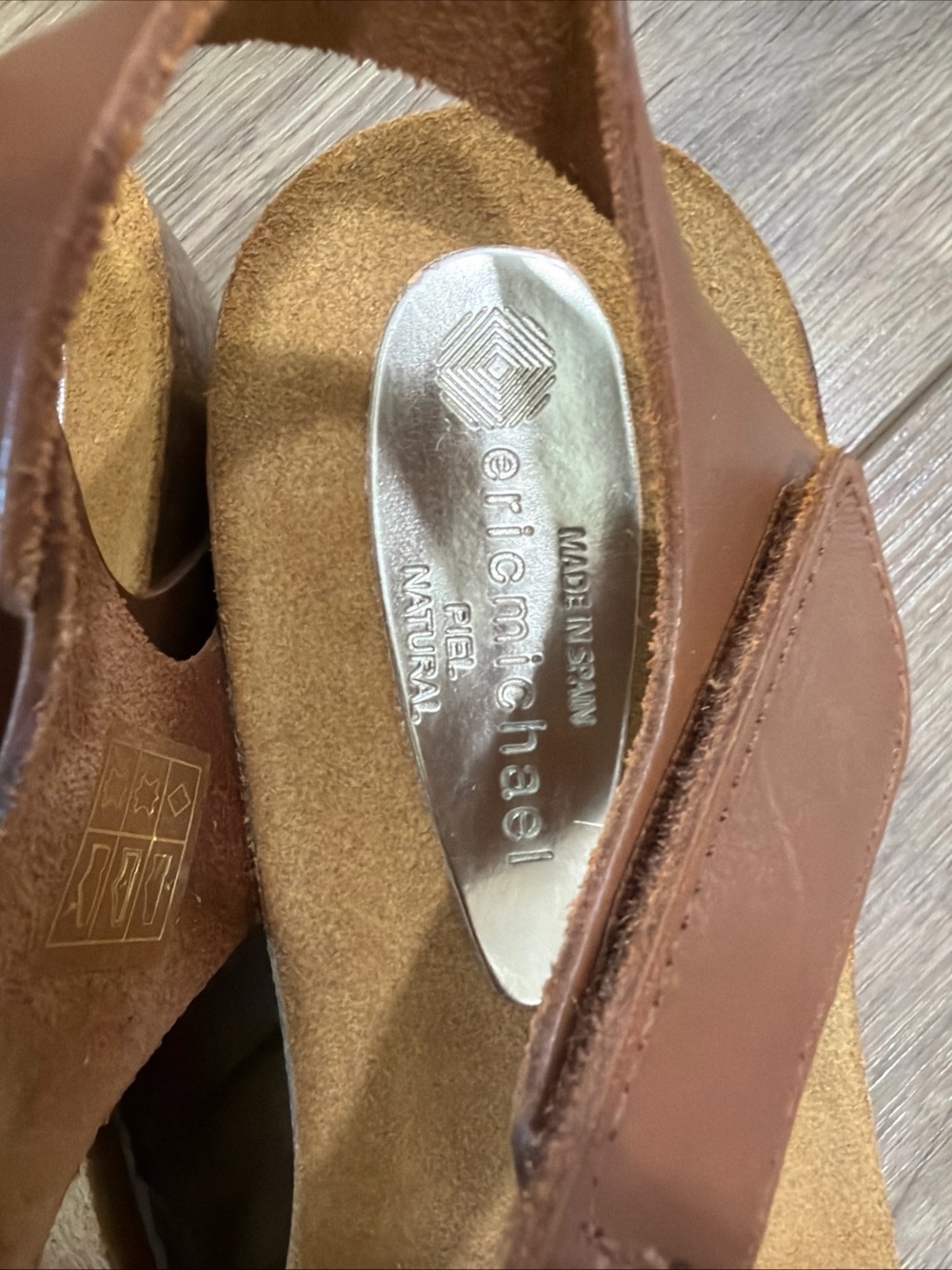 Eric Michael Brown Leather Slingback Sandals - Picture 3 of 8